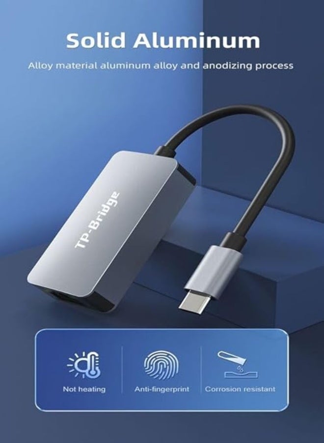 TP-BRIDGE USB-C 3.0 to Gigabit RJ45 Ethernet Adapter, Ultra-Fast 1000Mbps LAN Converter Durable Metal Design, Compatible with MacBook, iMac, Windows & Linux - Type C - Image 2